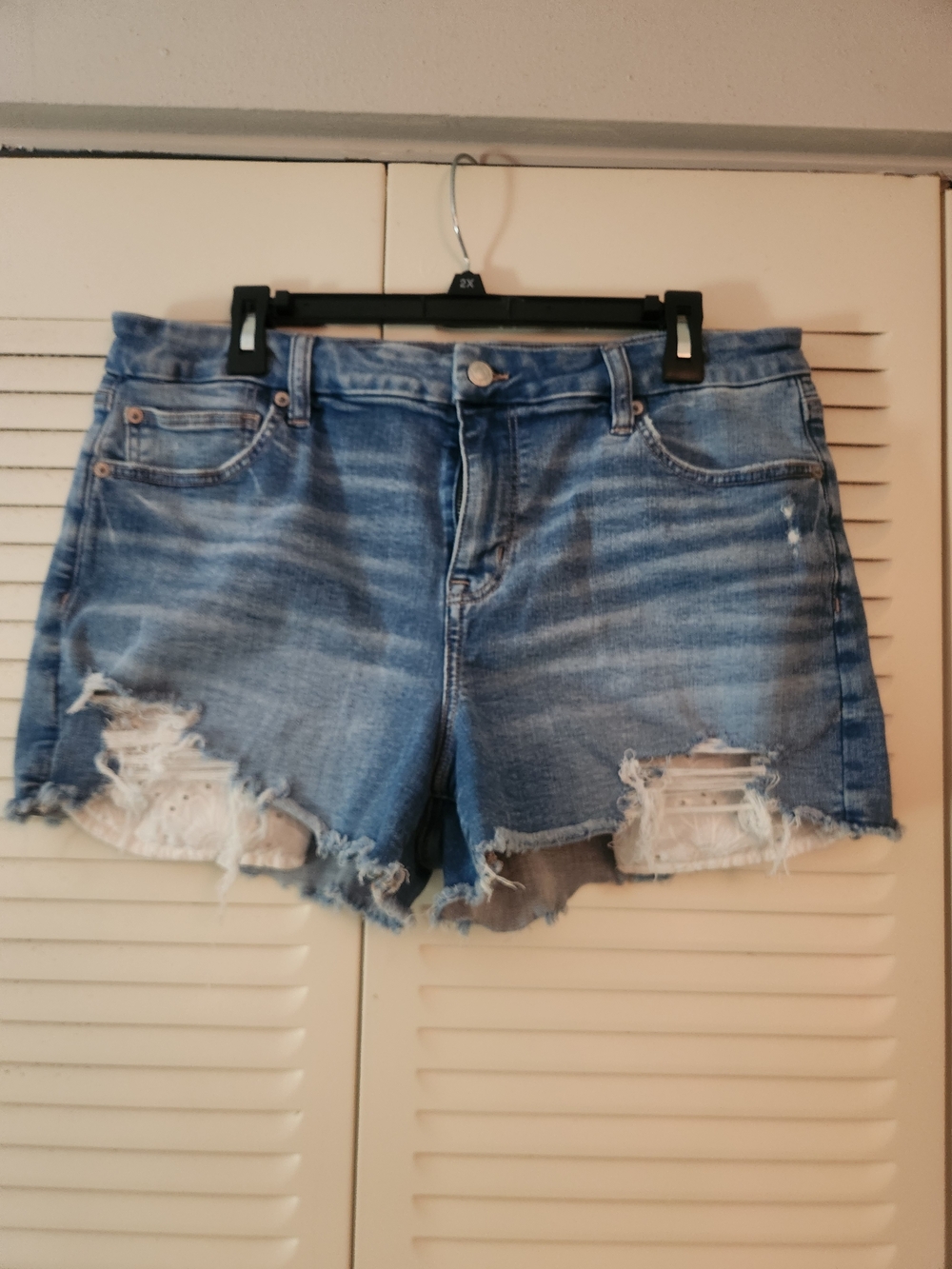 American Eagle Outfitters Light Blue Distressed Denim Shorts